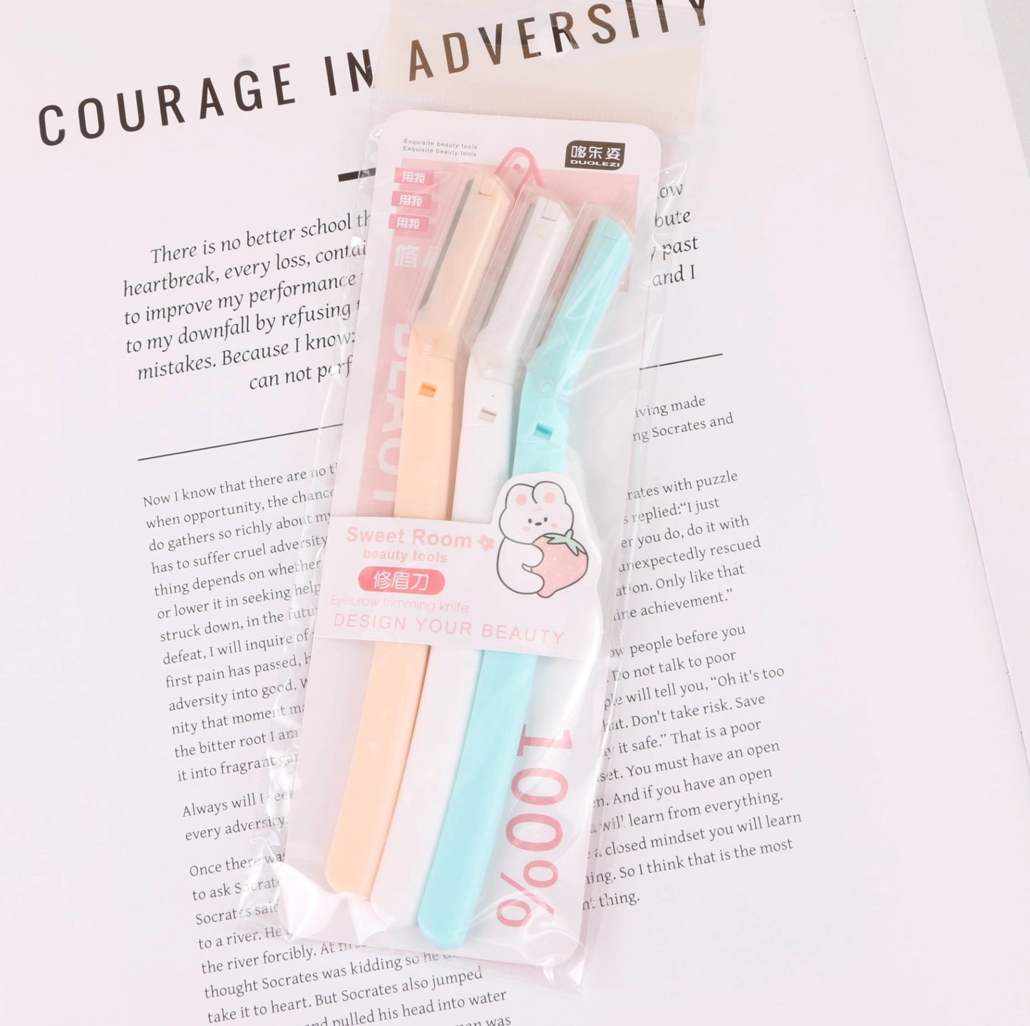 Set de 3 Cuchillas largas para Cejas en Colores Surtidos