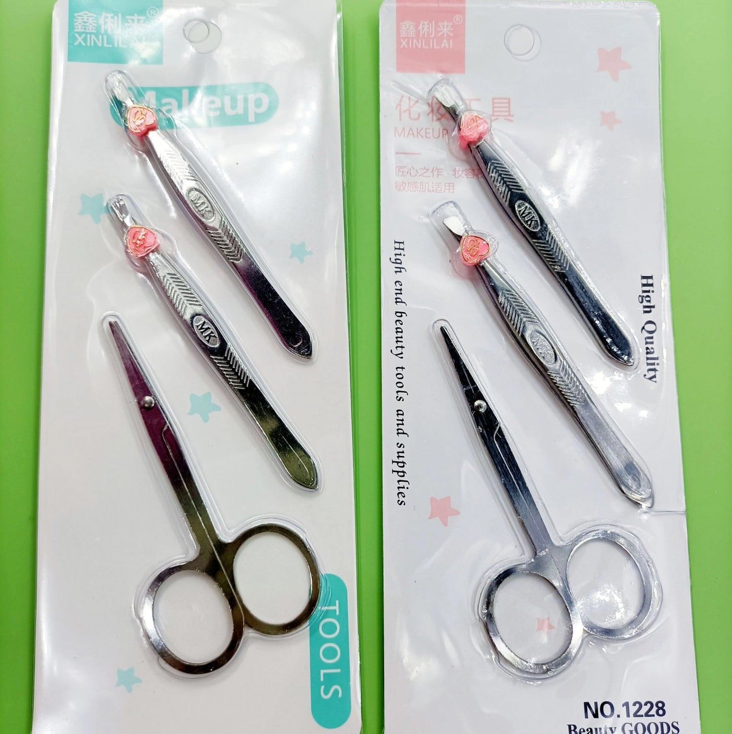 Set de 2 Pinzas con 1 Tijera para Cejas de Acero Inoxidable