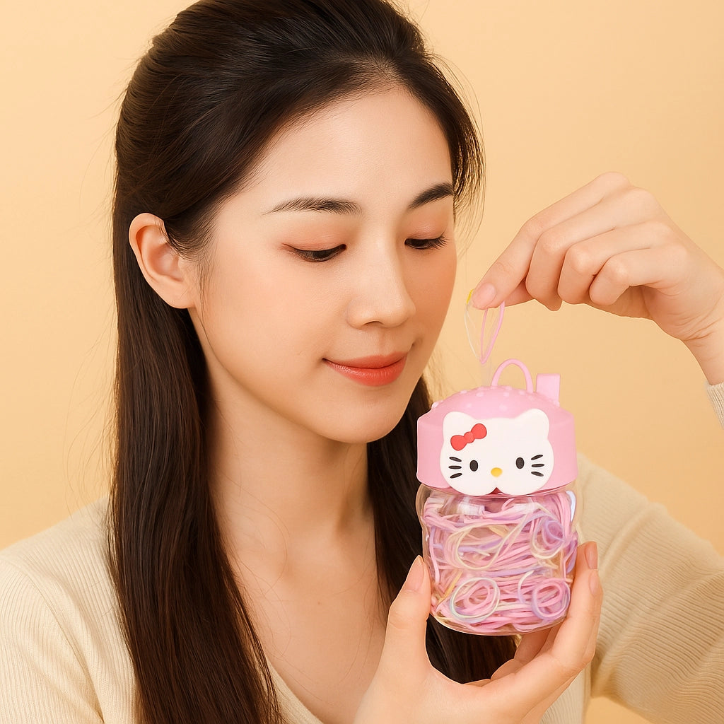 Ligas de Colores en Frasco con Tapa de Gato