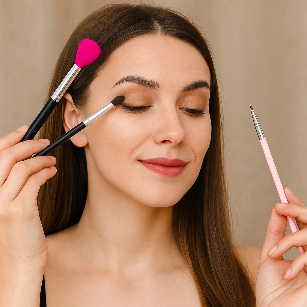 Set de 2 Brochas de Maquillaje mas 1 Pincel de Precisión